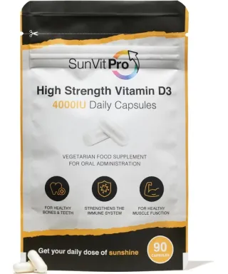 SunVit Pro High Strength Vitamin D3 4000IU Daily Capsules
